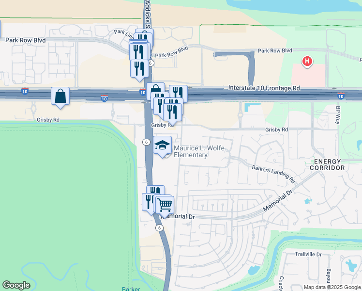 map of restaurants, bars, coffee shops, grocery stores, and more near 19559 North Barkers Landing Road in Houston
