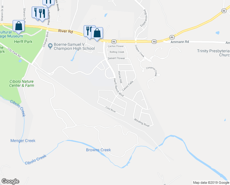 map of restaurants, bars, coffee shops, grocery stores, and more near 172 Lone Star in Boerne