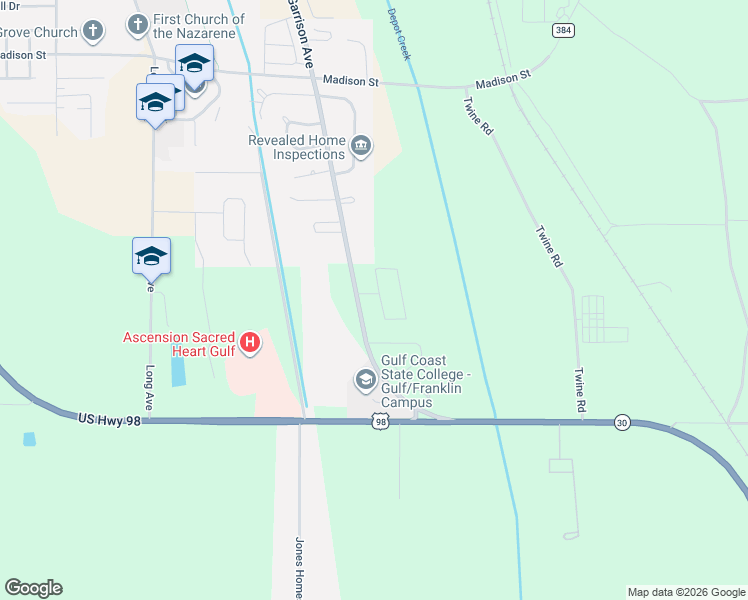 map of restaurants, bars, coffee shops, grocery stores, and more near 102 Gulf Coast Circle in Port St. Joe