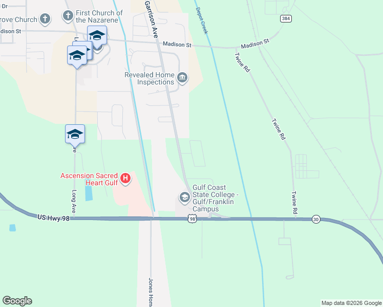 map of restaurants, bars, coffee shops, grocery stores, and more near 102 Gulf Coast Circle in Port St. Joe