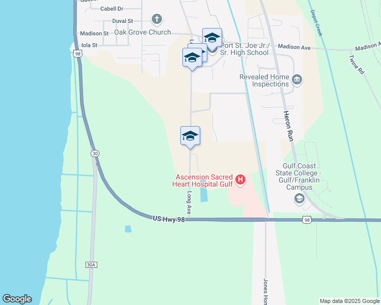 map of restaurants, bars, coffee shops, grocery stores, and more near 2853 Long Avenue in Port St. Joe