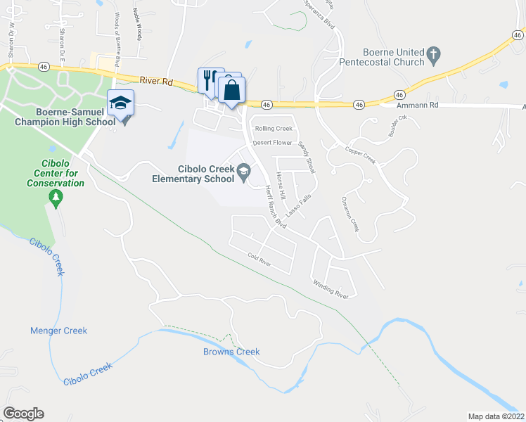 map of restaurants, bars, coffee shops, grocery stores, and more near 156 Lone Star in Boerne