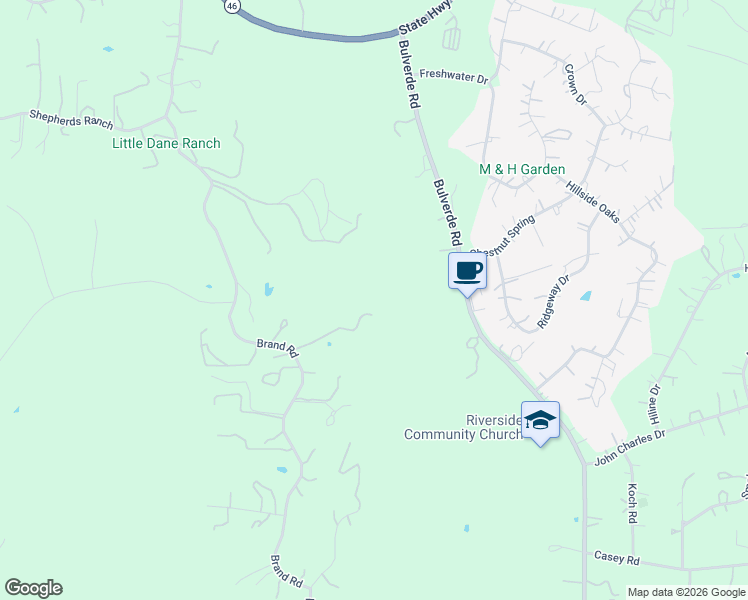 map of restaurants, bars, coffee shops, grocery stores, and more near 1365 Brand Road in Bulverde