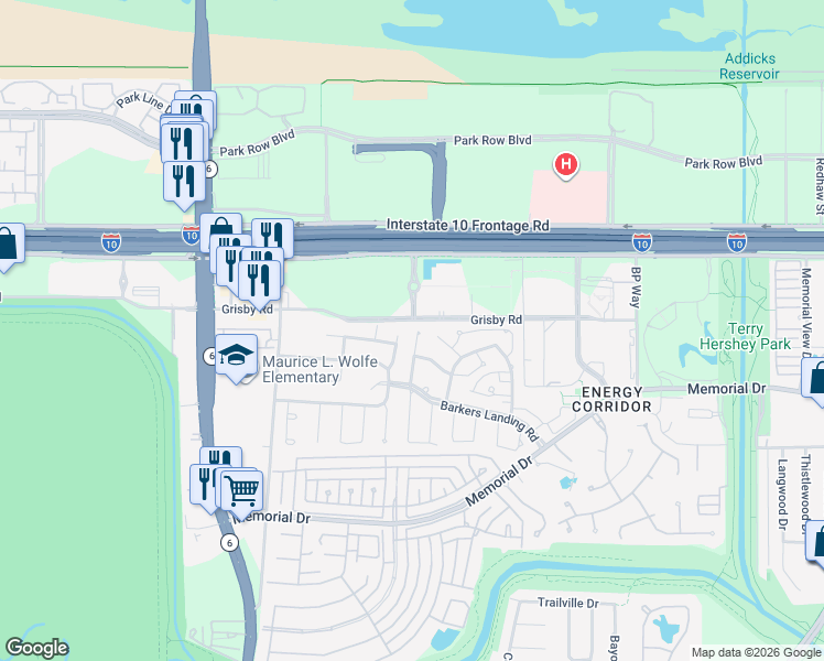 map of restaurants, bars, coffee shops, grocery stores, and more near in Houston