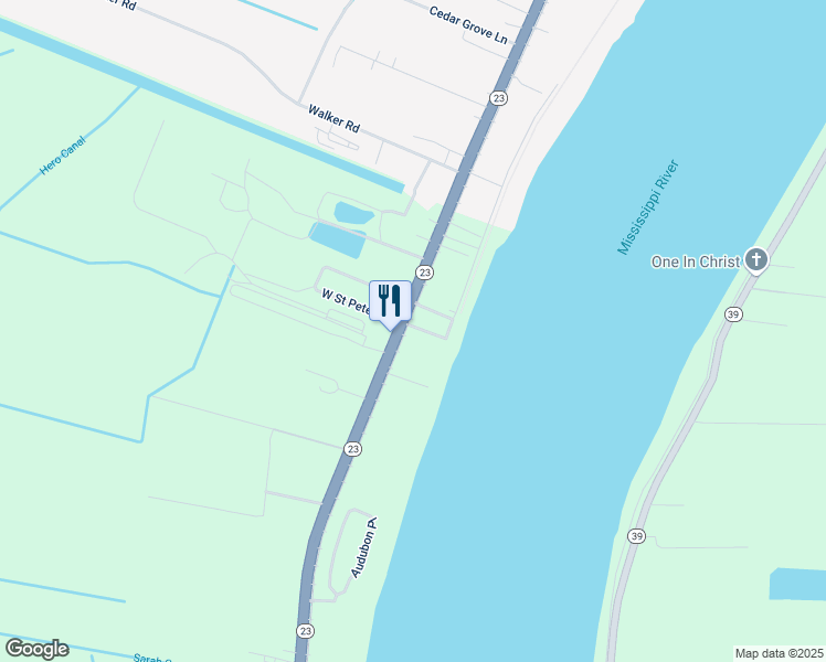 map of restaurants, bars, coffee shops, grocery stores, and more near 110 East Saint Peter Street in Belle Chasse