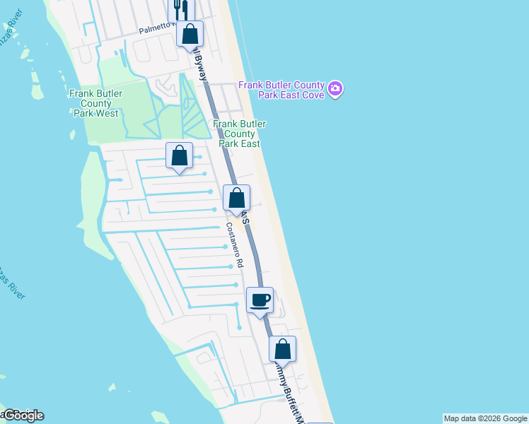map of restaurants, bars, coffee shops, grocery stores, and more near 129 Seychelles Court in St. Augustine