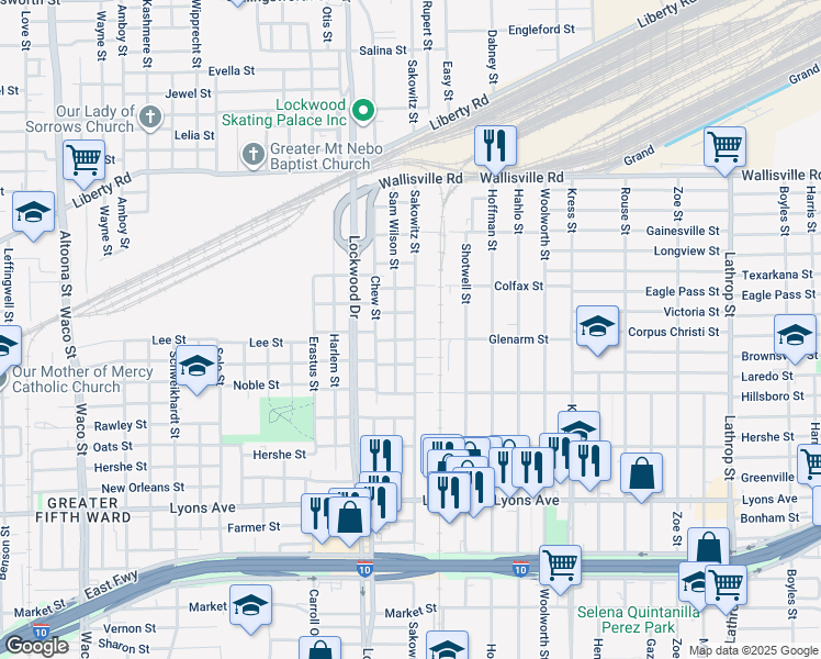 map of restaurants, bars, coffee shops, grocery stores, and more near 2310 Sakowitz Street in Houston
