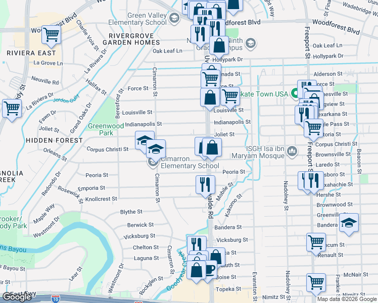 map of restaurants, bars, coffee shops, grocery stores, and more near 13354 Corpus Christi Street in Houston