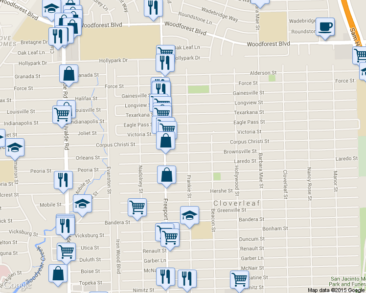 map of restaurants, bars, coffee shops, grocery stores, and more near 13944 Corpus Christi Street in Houston