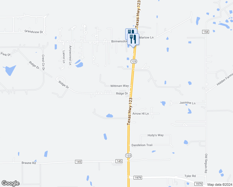 map of restaurants, bars, coffee shops, grocery stores, and more near 168 Ridge Drive in San Marcos