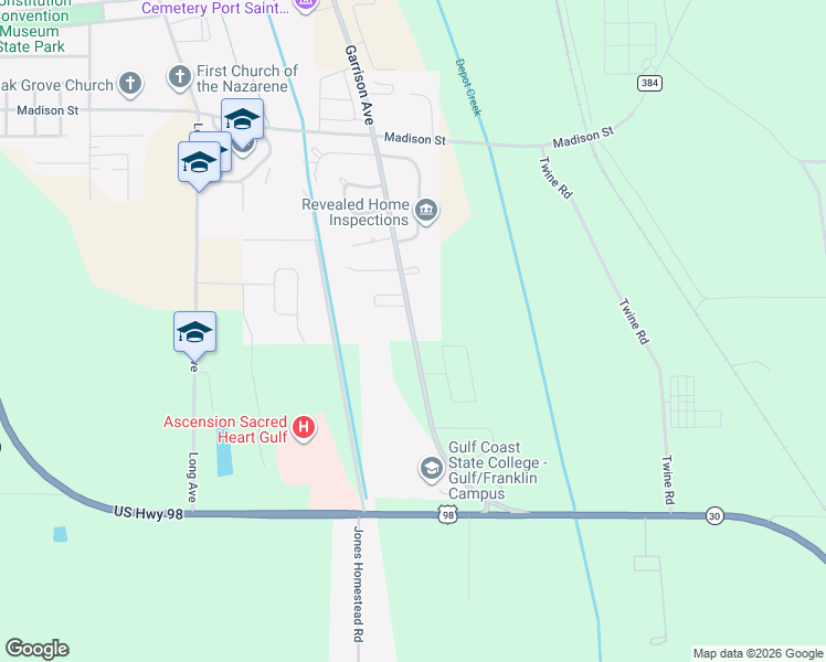 map of restaurants, bars, coffee shops, grocery stores, and more near 3511 Garrison Ave in Port St Joe