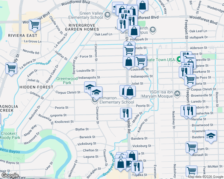 map of restaurants, bars, coffee shops, grocery stores, and more near 13354 Corpus Christi Street in Houston