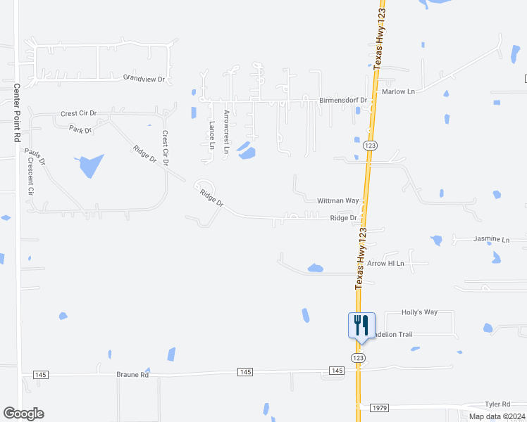 map of restaurants, bars, coffee shops, grocery stores, and more near 304 Ridge Drive in San Marcos