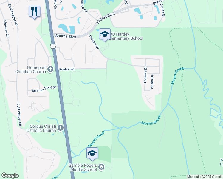 map of restaurants, bars, coffee shops, grocery stores, and more near 200 Riviera Boulevard in St. Augustine