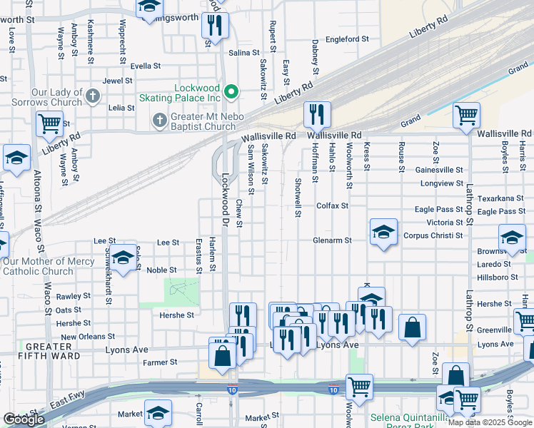 map of restaurants, bars, coffee shops, grocery stores, and more near 2424 Sakowitz Street in Houston