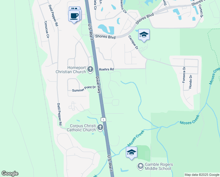 map of restaurants, bars, coffee shops, grocery stores, and more near 120 Bayberry Drive in St. Augustine