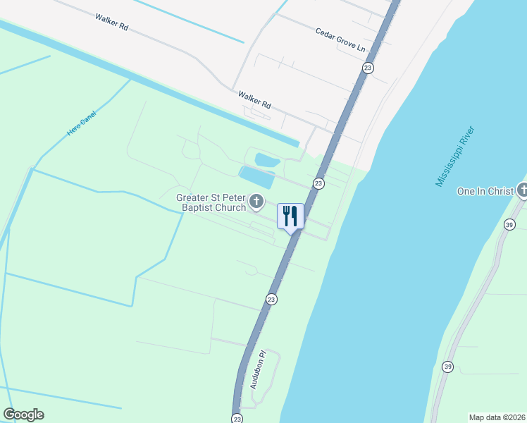 map of restaurants, bars, coffee shops, grocery stores, and more near 185 Oakville Street in Belle Chasse