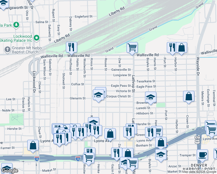 map of restaurants, bars, coffee shops, grocery stores, and more near 312 Rouse Street in Houston