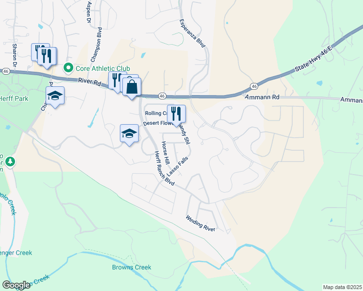 map of restaurants, bars, coffee shops, grocery stores, and more near 137 Dusty Corral in Boerne