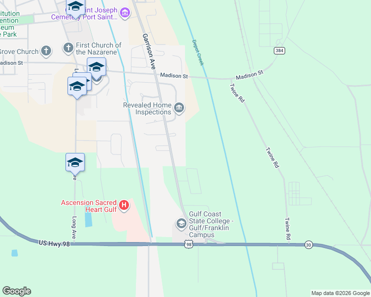 map of restaurants, bars, coffee shops, grocery stores, and more near 111 Saunders Circle in Port Saint Joe