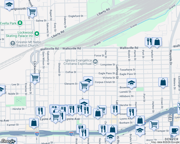 map of restaurants, bars, coffee shops, grocery stores, and more near 312 Rouse Street in Houston
