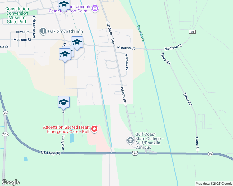 map of restaurants, bars, coffee shops, grocery stores, and more near 101 Liberty Manor Circle in Port Saint Joe