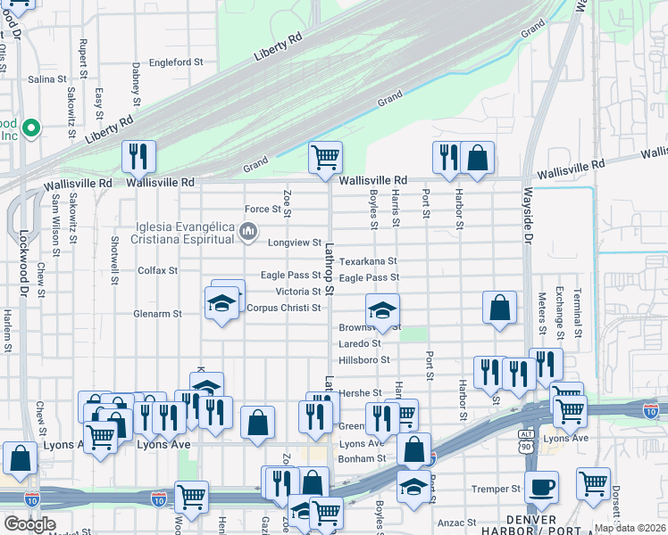 map of restaurants, bars, coffee shops, grocery stores, and more near 309 Lathrop Street in Houston
