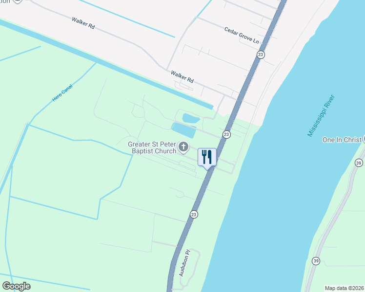 map of restaurants, bars, coffee shops, grocery stores, and more near 185 Oakville Street in Belle Chasse