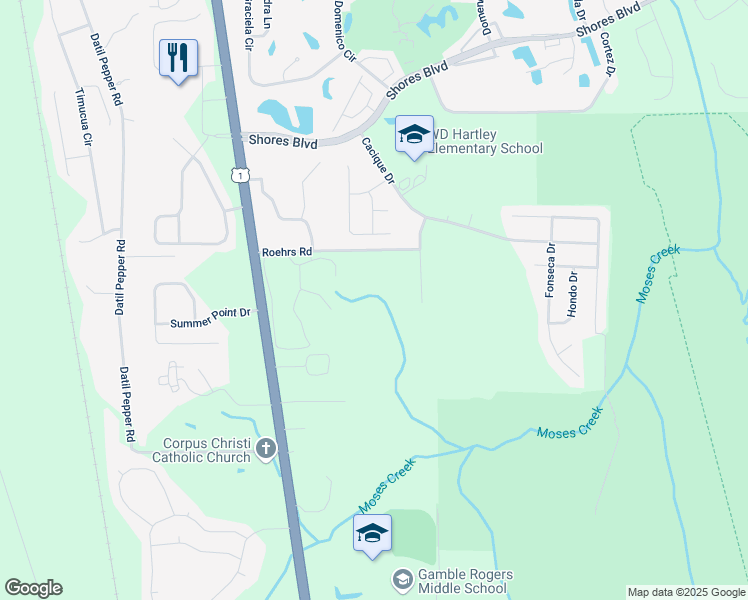 map of restaurants, bars, coffee shops, grocery stores, and more near 200 Riviera Boulevard in St. Augustine