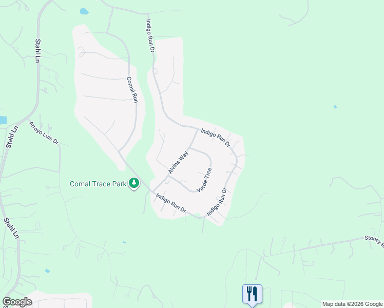 map of restaurants, bars, coffee shops, grocery stores, and more near 165 Alvins Way in Bulverde