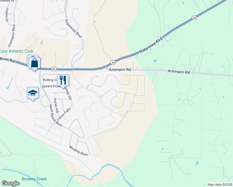 map of restaurants, bars, coffee shops, grocery stores, and more near 119 Cinnamon Creek in Boerne