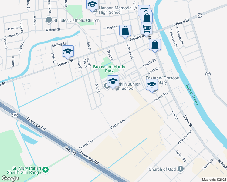 map of restaurants, bars, coffee shops, grocery stores, and more near 525 Morris Street in Franklin