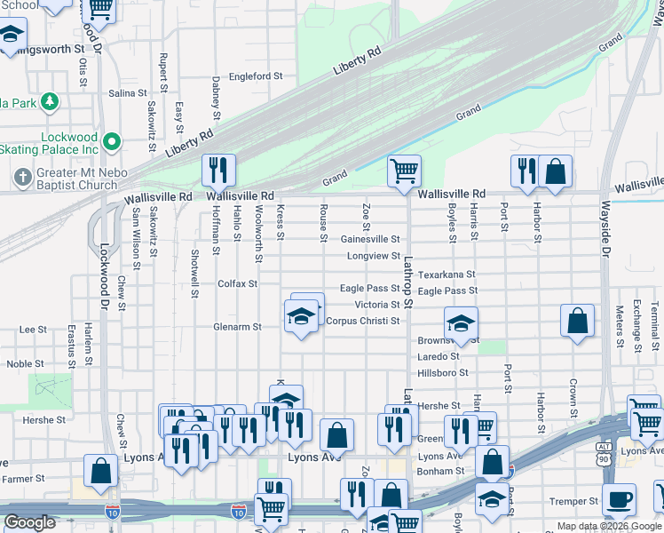 map of restaurants, bars, coffee shops, grocery stores, and more near 312 Rouse Street in Houston
