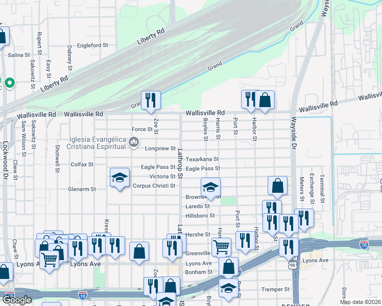 map of restaurants, bars, coffee shops, grocery stores, and more near 309 Lathrop Street in Houston
