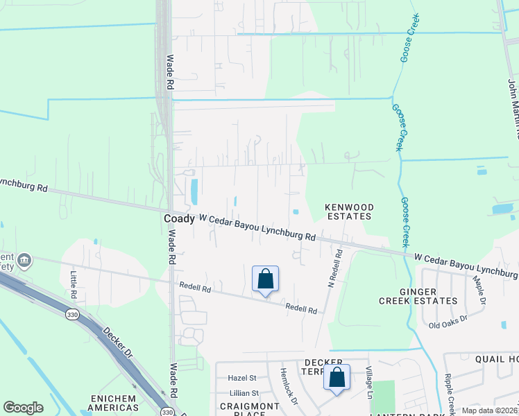 map of restaurants, bars, coffee shops, grocery stores, and more near 4118 West Cedar Bayou Lynchburg Road in Baytown