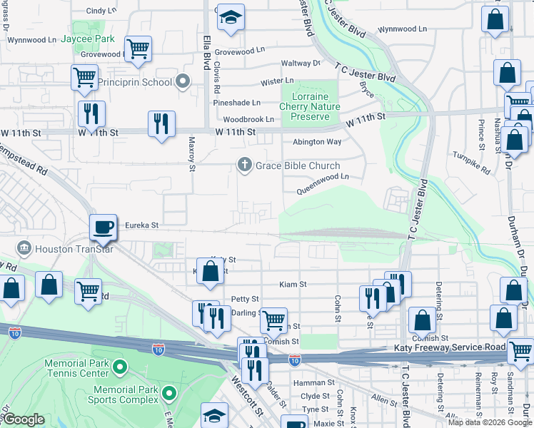 map of restaurants, bars, coffee shops, grocery stores, and more near 6307 Toledo St in Houston
