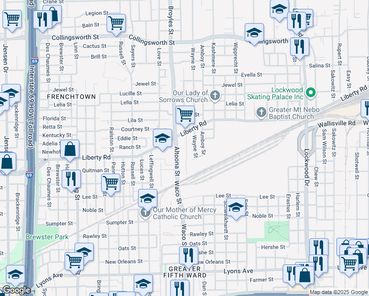 map of restaurants, bars, coffee shops, grocery stores, and more near 2507 Kirk Street in Houston