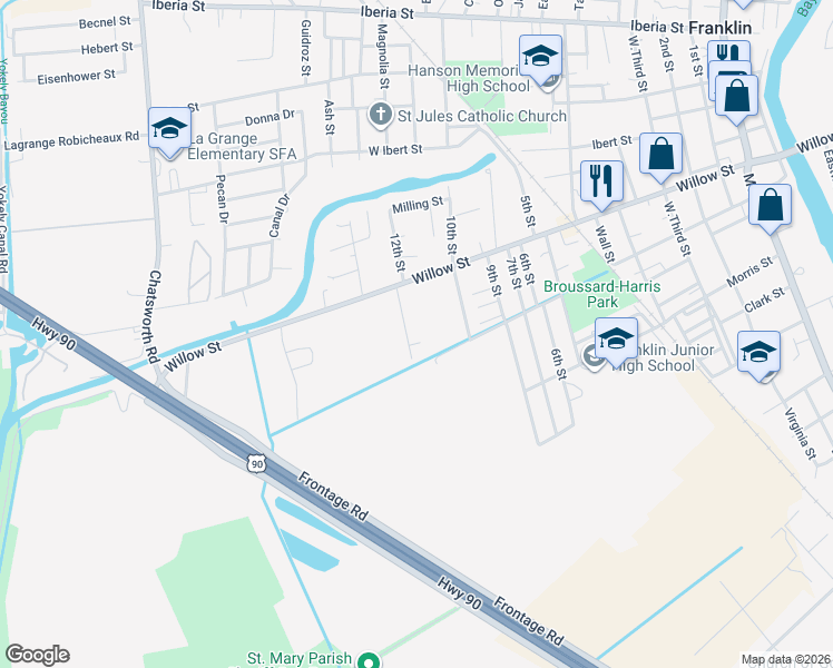 map of restaurants, bars, coffee shops, grocery stores, and more near 500-522 Florida Street in Franklin