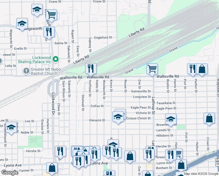 map of restaurants, bars, coffee shops, grocery stores, and more near 6306 Gainesville Street in Houston
