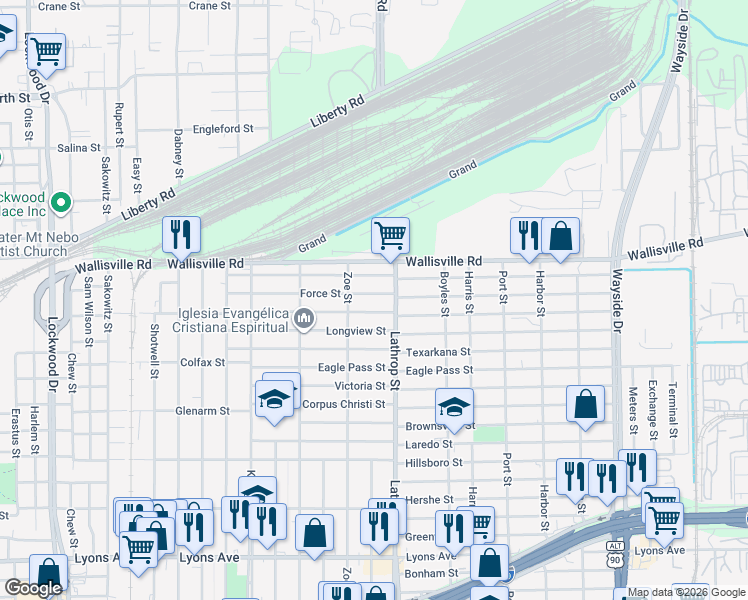 map of restaurants, bars, coffee shops, grocery stores, and more near 6714 Gainesville Street in Houston
