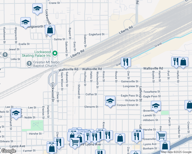 map of restaurants, bars, coffee shops, grocery stores, and more near 110 Woolworth Street in Houston