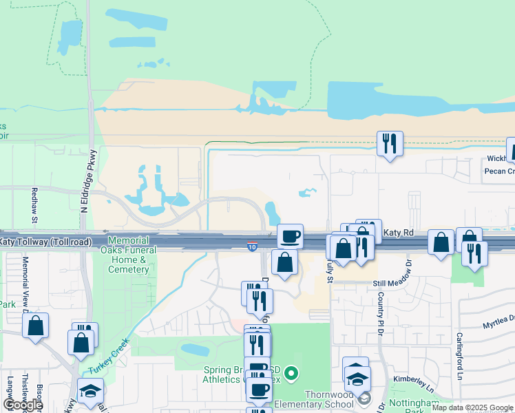map of restaurants, bars, coffee shops, grocery stores, and more near in Houston