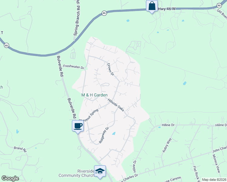 map of restaurants, bars, coffee shops, grocery stores, and more near 1477 Chestnut Spring in Bulverde