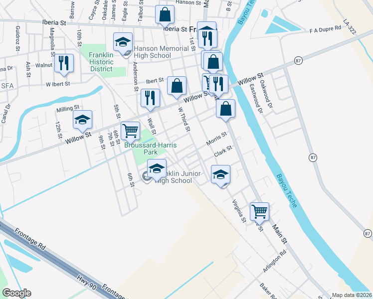 map of restaurants, bars, coffee shops, grocery stores, and more near 401-419 Hamilton Street in Franklin