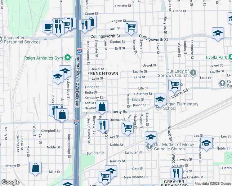 map of restaurants, bars, coffee shops, grocery stores, and more near 2706 Bringhurst Street in Houston