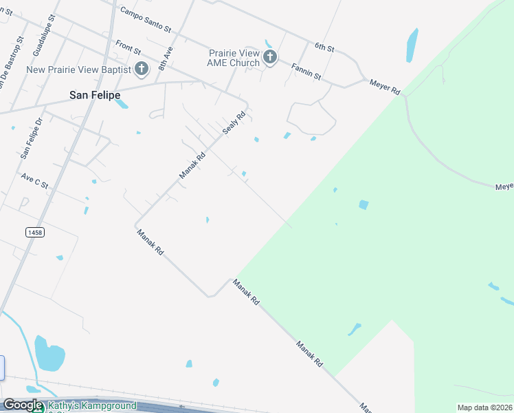 map of restaurants, bars, coffee shops, grocery stores, and more near 2197 Skrivanek Road in Sealy
