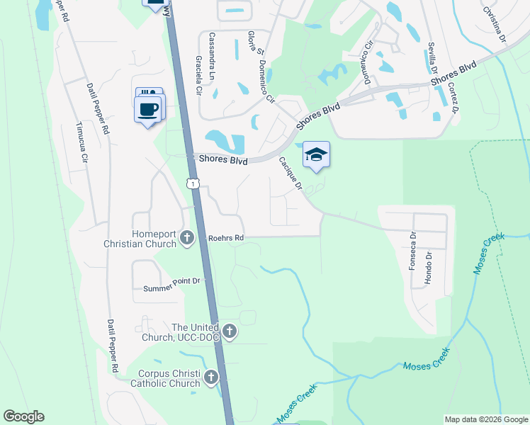 map of restaurants, bars, coffee shops, grocery stores, and more near 240 Deportivo Drive in St. Augustine