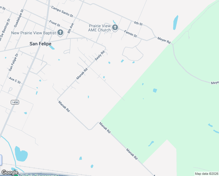 map of restaurants, bars, coffee shops, grocery stores, and more near 2197 Skrivanek Road in Sealy
