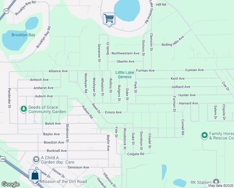 map of restaurants, bars, coffee shops, grocery stores, and more near 7187 Rollins Street in Keystone Heights