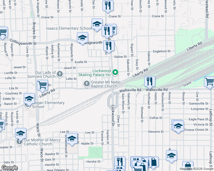 map of restaurants, bars, coffee shops, grocery stores, and more near 2809 Erastus Street in Houston